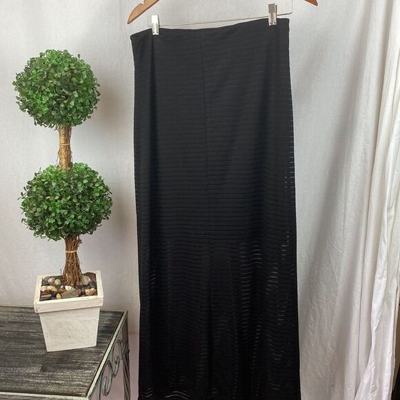 Ice Black Sheer Long Striped Maxi Skirt M - Picture 2 of 5